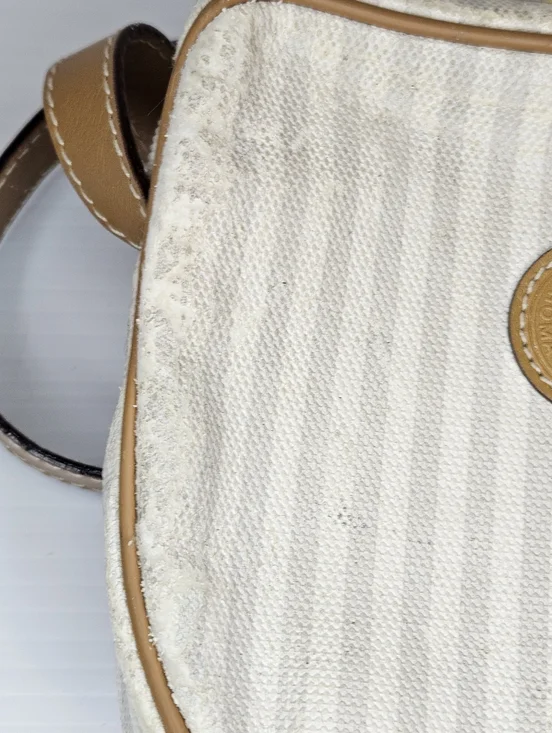 Authentic Vintage Fendi Striped Logo Canvas & Leather Crossbody Shoulder Y2K - Picture 15 of 16